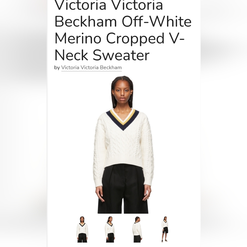 Victoria beckham v neck sweater in cream size L